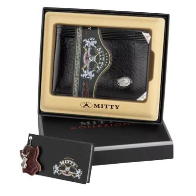 Carteira Masculina Couro Mitty M1 Média Cantoneira Preto
