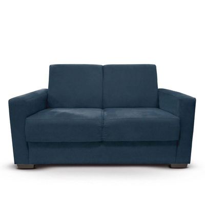 Sofá 2 Lugares Sala De Estar Recepção Suede Cecília Azul Marinho