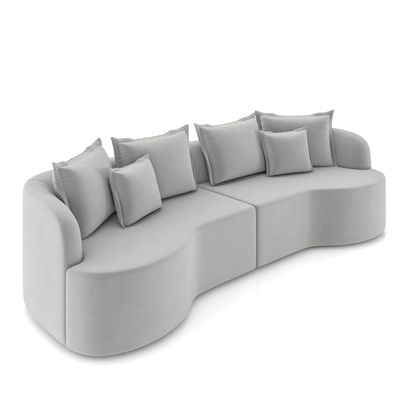 Sofá 4 Lugares Orgânico Living 250cm Mersa Veludo Cinza K01 - D'Rossi