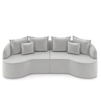 Sofá 4 Lugares Orgânico Living 250cm Mersa Veludo Cinza K01 - D'Rossi