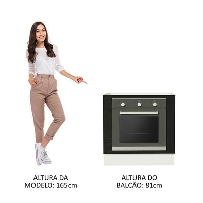 Balcão Para Forno De Embutir 80 X 60 Cm Sem Tampo Agata, Glamy, Stella Madesa Branco/preto