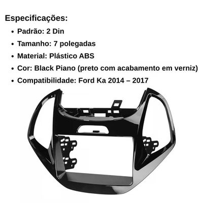 Central Multimídia 2 Din Mp5 Ford Ka Câmera Moldura Tela Bp
