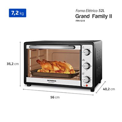 Forno Elétrico 52L Mondial Grand Family II 1800W FRN-52-B Preto e Inox 127V