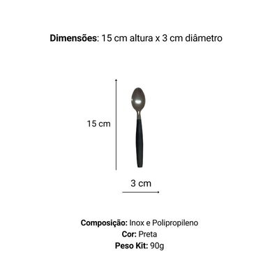 Kit 6 Colher de Chá Inox Linha Mato Grosso - Preta