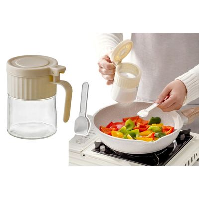 Porta Condimentos Redondo Vidro com Colher 280ml
