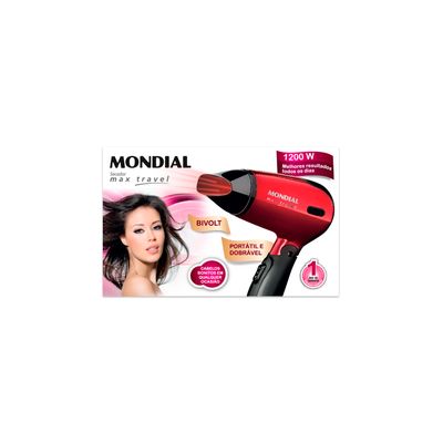 Secador de Cabelo Mondial Max Travel SC10 Vermelho - 1200W