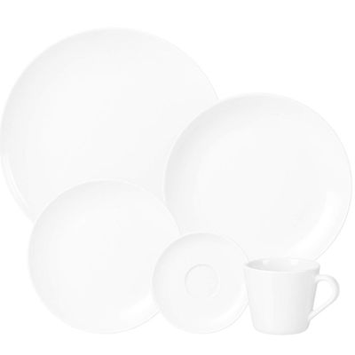 Aparelho de Jantar 20 Pçs Tramontina Shopia Porcelana Branca Mesa Posta Jantar