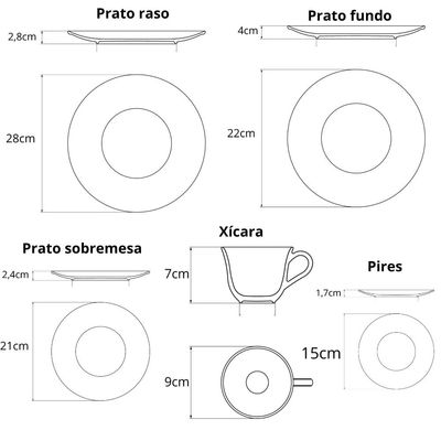 Aparelho de Jantar 20 Pçs Tramontina Shopia Porcelana Branca Mesa Posta Jantar