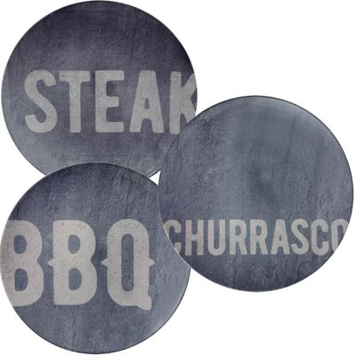 Prato Raso Churrasco Stone 28cm Tramontina em Porcelana Decorada Avulso Sortido Almoço Jantar