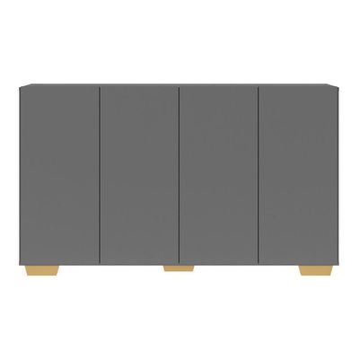 Aparador Buffet 4 Portas Multimóveis V3562 Branco/Preto