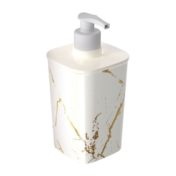 Porta Sabonete Líquido Plasútil Classic Decorativo Branco com Dourado