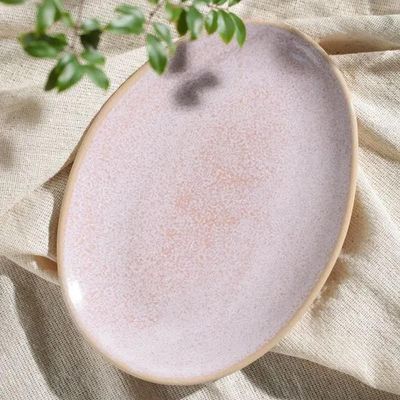 Conjunto de Pratos de Sobremesa Ovais Orgânico Litchi 22,5cm 6 peças Porto Brasil Rosa