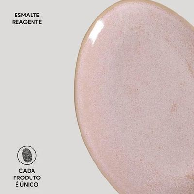 Conjunto de Pratos de Sobremesa Ovais Orgânico Litchi 22,5cm 6 peças Porto Brasil Rosa