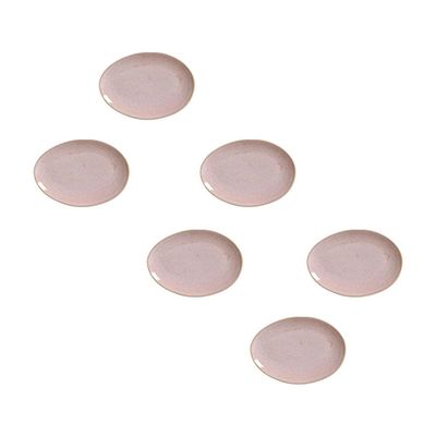 Conjunto de Pratos de Sobremesa Ovais Orgânico Litchi 22,5cm 6 peças Porto Brasil Rosa