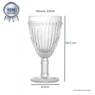 Taça de Agua de Vidro Filete Dourado Empire 325 ml - Lyor