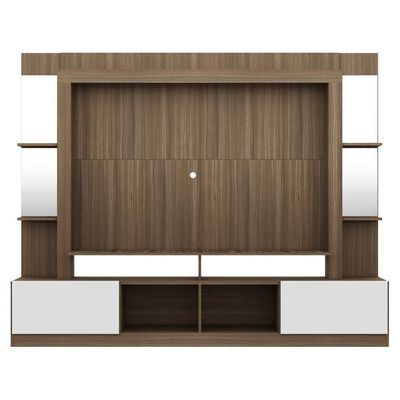 Rack com Painel Tv 65 Prateleiras com Espelho Oslo Madeirado
