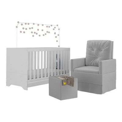 Berço 3X1 Com Colchão Incluso Poltrona E Puff Mp4100