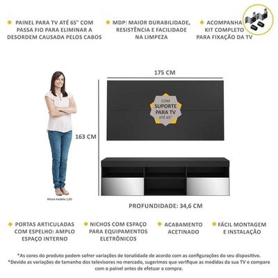 Rack Com Painel E Suporte Tv 65" C/ Espelho MultimóveisV3139