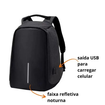 Mochila antifurto Reforçada Resistente Notebook USB Dl0848 preto
