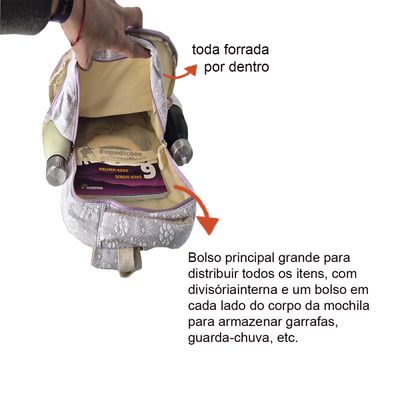 Mochila Feminina Escolar Ecológica Floral XFP01938 rosa
