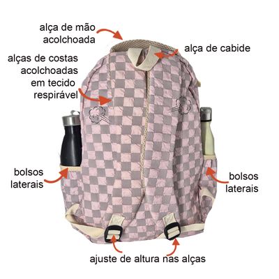 Mochila Feminina Escolar Ecológica Floral XFP01938 rosa