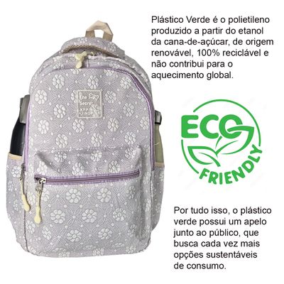 Mochila Feminina Escolar Ecológica Floral XFP01938 lavanda