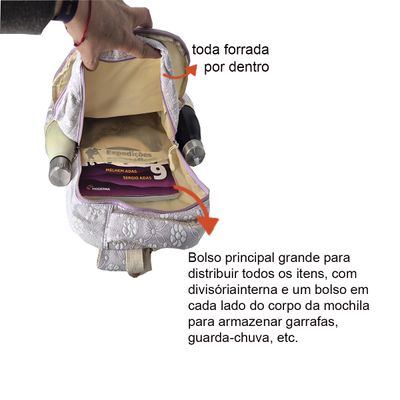 Mochila Feminina Escolar Ecológica Floral XFP01938 lavanda