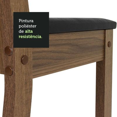 Conjunto Sala De Jantar Mesa Tampo De Vidro 6 Cadeiras Isla Madesa Preto/rustic