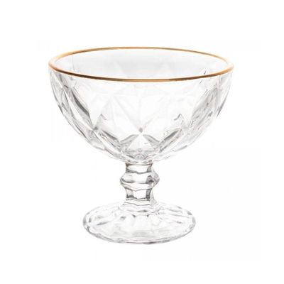 Taças De Vidro Com Fio De Ouro Para Sobremesa 6 Peças 250 Ml Diamonds Lyor