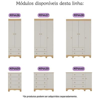 Cômoda Infantil 65cm Com 4 Gavetas Dengo Multimóveis Mp4409 Madeirado/off White Madeirado/off White