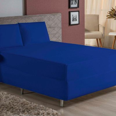 Jogo De Cama Queen Nobre 3 Peças Luva De Box 55cm De Altura Malha 100% Algodão - Royal