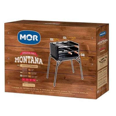Churrasqueira Desmontável 40x60 Montana - Estrutura Em Aço - Grelha E Espetos Cromados