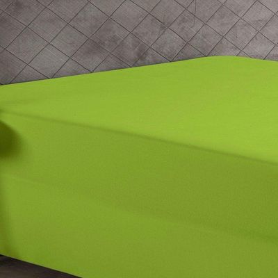 Lençol Com Elástico King Nobre 1 Peça Luva De Box 55cm De Altura Malha 100% Algodão - Pistache