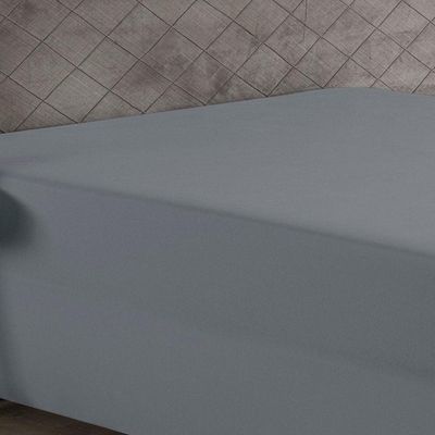 Lençol Com Elástico Casal Nobre 1 Peça Luva De Box 55cm De Altura Malha 100% Algodão - Cinza