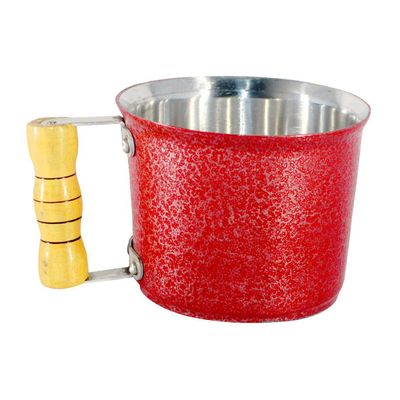 Canecão de Alumínio Fundido Craqueado Cabo Madeira 1 Vermelho Litro
