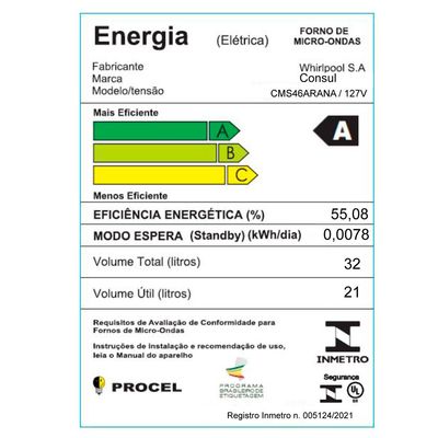 Micro-ondas CMS46AR Consul 32 Litros de Bancada Menu Fácil e Espelhado Cinza / 220V