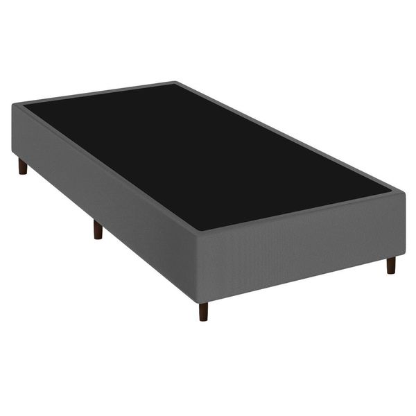Base Cama Box Solteiro Pollare 88x188cm Suede Cinza - Desk Design