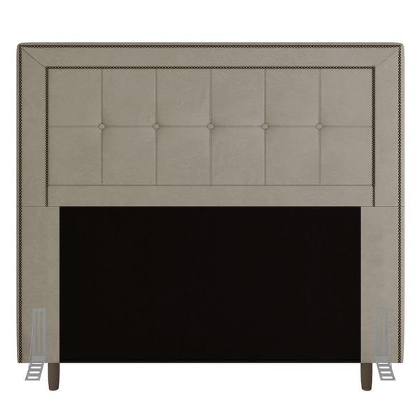 Cabeceira Cama Box Casal King Size Luxor 195cm com Tachas e Frame Corano Bege - Desk Design