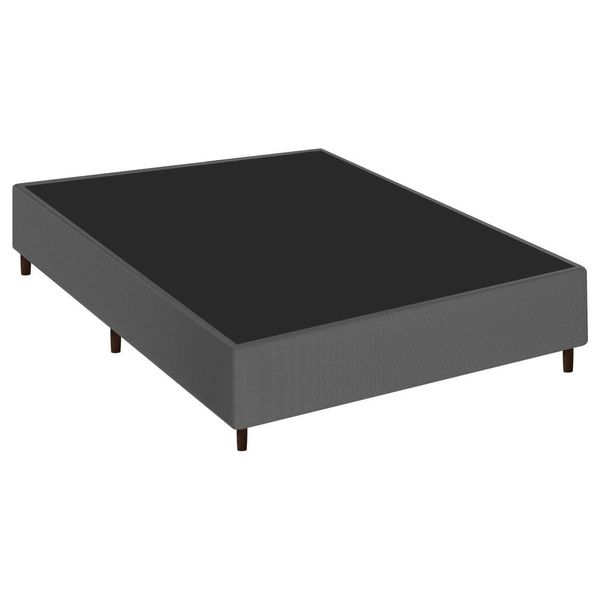 Base Cama Box Casal Pollare 138x188cm Suede Cinza - Desk Design