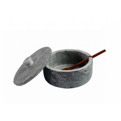 Açucareiro Farinheira Gourmet Pedra Sabão com Colher G 12cm