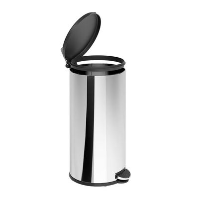 Lixeira 20 Litros Pedal Aço Inox Aro Removível Base Ventosa Flat Brinox Inox