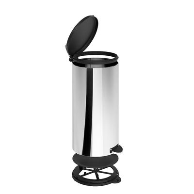 Lixeira 20 Litros Pedal Aço Inox Aro Removível Base Ventosa Flat Brinox Inox