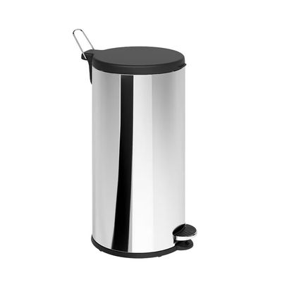 Lixeira 20 Litros Pedal Aço Inox Aro Removível Base Ventosa Flat Brinox Inox
