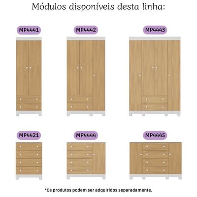 Cômoda Infantil 125cm 2 Portas E 4 Gavetas Allegra Multimóveis Mp4445 Branco/madeirado Branco/madeirado