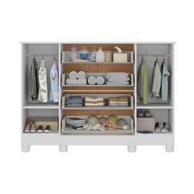 Cômoda Infantil 125cm 2 Portas E 4 Gavetas Allegra Multimóveis Mp4445 Branco/madeirado Branco/madeirado