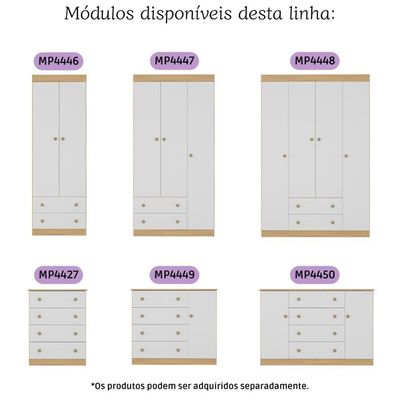 Cômoda Infantil 95cm 1 Porta E 4 Gavetas Encanto Multimóveis Mp4449 Madeirado/branco Madeirado/branco