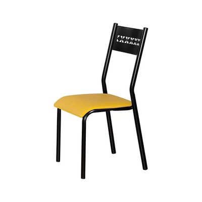 Mesa de Jantar Retangular Júlia Plus com 6 Cadeiras Aço Nobre Preto com Amarelo