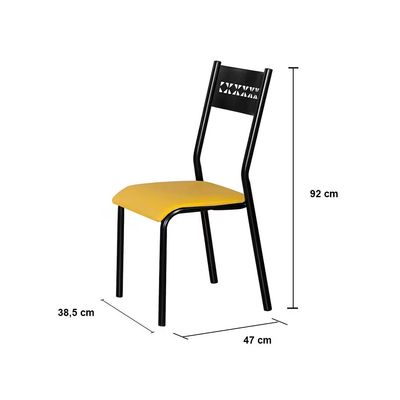 Mesa de Jantar Retangular Júlia Plus com 6 Cadeiras Aço Nobre Preto com Amarelo
