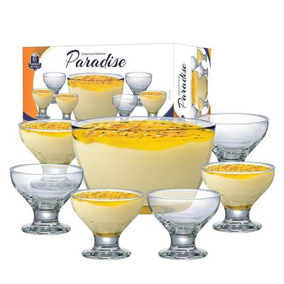 Conjunto de Taças de Sobremesa New Paradise em Vidro 7 Peças Ruvolo Transparente