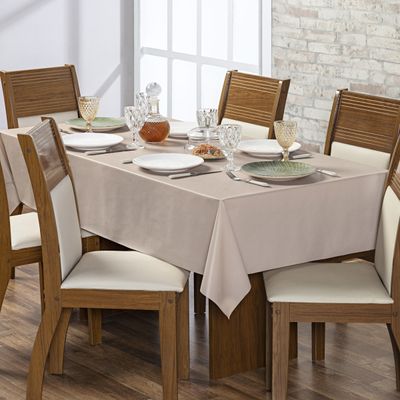 Toalha de Mesa 6 Lugares Térmica Impermeável 1,40 m x 2,00 m 100% Policloreto de Vinila - Avelã